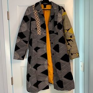 Beautiful, unique dress coat by Spanish designer, Custo. Purchased in Barcelona.